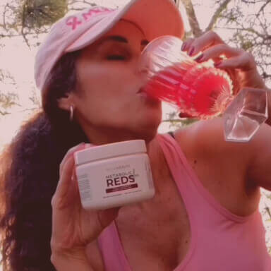 influencer with a bottle